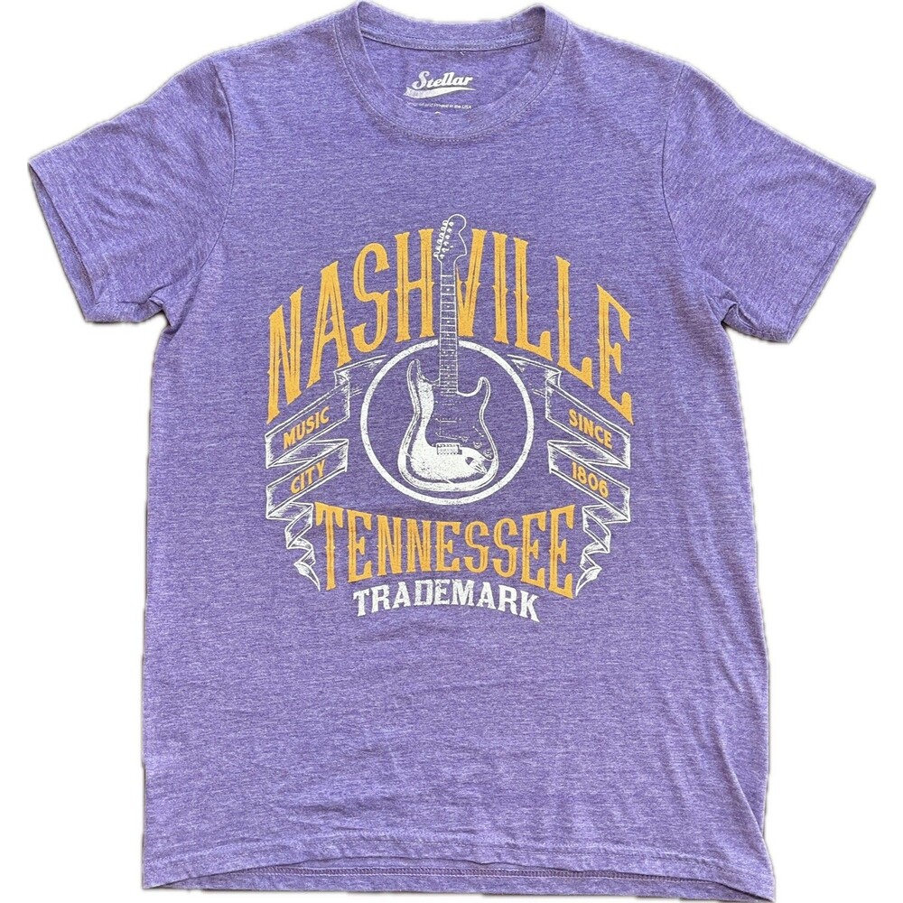 Stellar Nashville Tennessee Mens T-Shirt Purple Heather Small Printed in USA